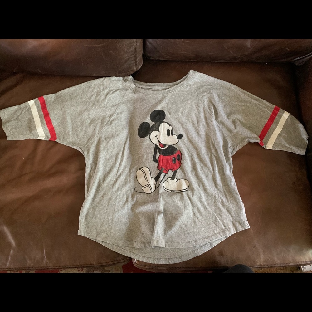 Gray Mickey Mouse Gap 3/4 Sleeve Shirt - L